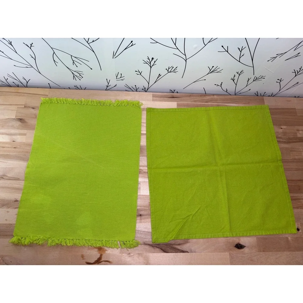Vintage Colorful Ribbed Placemat and Napkin Set 8pc Neon Pink Green Yellow Red
